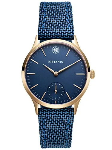 Kistanio Stratolia Damenuhr mit Lederarmband Analog Saphirglas Champagner Blau STR-31-046