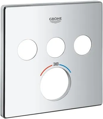 GROHE SmartControl Rosette 49042 - Eckige Unterputzlösung - Zubehör & Accessoires - Hochwertige Metallrosette für Thermostat mit 3 Absperrventilen, ausgestattet mit GROHE Long-Life Shine Oberfläche für langanhaltenden Glanz.