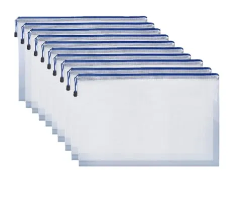 Mesh Datei Taschen 10 stück Mesh Dokumententasche A4 Dokumentenmappe Wasserdichte Kunststoff Datei Taschen mit Reißverschluss für Dokumente Quittung Papier Prüfungsblatt Kosmetik