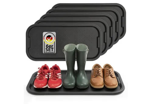 Hausfelder Schuhabtropfschale groß für nasse Schuhe 39x79x2cm, Schuhablage Flur, Abtropfmatte Schmutzfang, schmale Kunststoffwanne (6 Stück (79 x 39 x 2 cm))