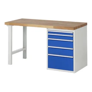 Rau Werkbank Modell 7511 mit 5 Schubladen - Robuste Werkbank in Blau mit 5 praktischen Schubladen für optimalen Stauraum. Ideal für handwerkliche Projekte und Werkstätten.