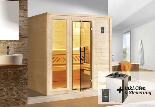 Weka Premium Massivholzsauna Bergen 7,5 kW OS GT/F Gr.1