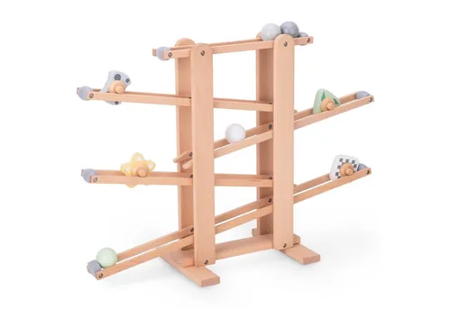 Mamabrum Kugelbahn Motorikspielzeug mit bunten Bällen - Pädagogisches Holzspielzeug für Kinder ab 18 Monaten. Fördert Kreativität und motorische Fähigkeiten durch die sanfte Bewegung der Kugeln auf der Bahn. Hochwertige Verarbeitung und umweltfreundliches Material für sicheren Spielspaß.