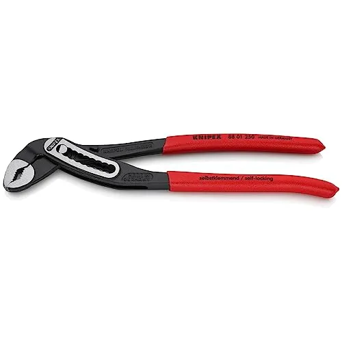 KNIPEX Tools 8801250 Alligator Wasserpumpenzange, 25,4 cm - Zangen mit 9 Einstellpositionen für 30% mehr Greifkapazität, schlankem Design für besseren Zugang und selbstsicherndem Mechanismus für müheloses Arbeiten.