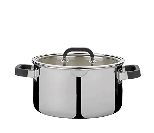Spring KP0315540624 Fusion 2+ Fleischtopf, 24 cm, 5-Lagen-Mehrschichtmaterial, Griffe mit Silikonummantelung, Innenskalierung, induktionsgeeignet, Edelstahl