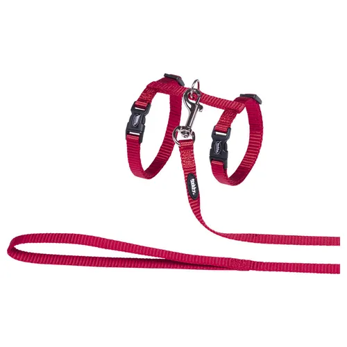 Nobby Katzengarnitur rot Nylon Geschirr Leine stufenlos verstellbar Katzenset