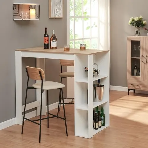 [en.casa] Bartisch Danderyd - Stilvoller Esstisch mit Ablagefächern - Bartisch & -theken: Verwandeln Sie jede Mahlzeit in ein Event mit diesem vielseitigen Bartisch, der Platz für Snacks und Getränke bietet und pflegeleicht ist.