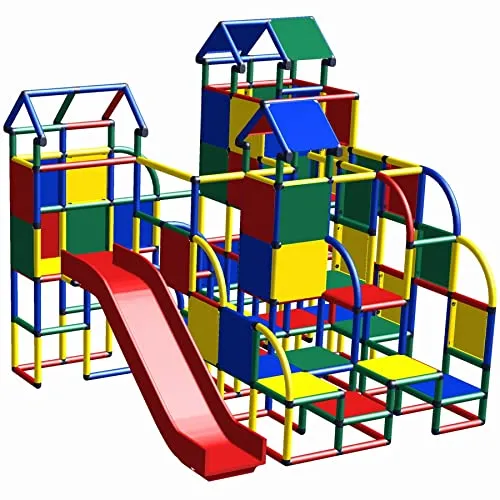 Move and stic Spielburg Spielturm Kletterpark mit XL Rutsche - Spieltürme für Kinder, erweiterbar mit allen moveandstic Bauteilen und ideal für Garten oder Kindergarten. Wetterfest und pflegeleicht aus UV-beständigem Kunststoff.