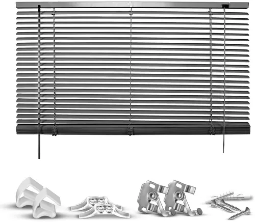 Good Life Jalousie Matti - Freihängend ohne Bohren - Moderne Klemmfix-Jalousie aus Aluminium, in 4 Farben, einfach ohne Bohren montierbar. Lichtechte, formstabile Lamellen sorgen für perfekten Sonnenschutz und angenehme Raumtemperaturen.