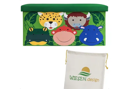 WIESEN.design Spielzeugtruhe 54L - Spielzeugkiste mit Deckel, belastbar bis 150kg, ideal als Sitzbank und Stauraum für Kinderzimmer, wasserabweisend und leicht zu reinigen.