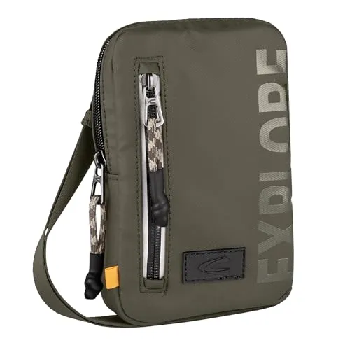 Camel Active Explore Herren Handytasche - Mittelgroß in Grün - Herren-Schultertaschen aus wasserabweisendem, recyceltem Nylon mit reflektierenden Reißverschlüssen für mehr Sicherheit und einem flexiblen, verstellbaren Schulterriemen.