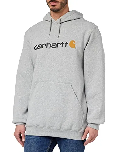 Carhartt Herren Kapuzenpullover mit Logo-Grafik, Grau meliert - Weites, mittelschweres Sweatshirt mit LOOSE FIT und zwei praktischen Handwärmertaschen – ideal für kühle Tage.