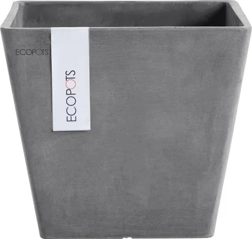 ECOPOTS Blumentopf ROTTERDAM Grey, 20x20x17,5 cm - Garten-Zubehör: Stilvoller Blumentopf aus bruchsicherem Recyclingkunststoff, UV-beständig und frostsicher – perfekt für jeden Raum!
