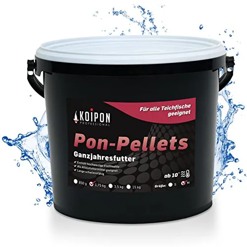 KOIPON Pon-Pellets 6mm 1,75 kg – Hochwertiges Fischfutter für Teichfische - Hochwertiges Teichfischfutter für Koi und Goldfische, hergestellt in Deutschland. Ideal als Ganzjahresfutter, fördert eine nachhaltige Fütterung und sorgt für eine optimale Verwertung. Ohne künstliche Farbstoffe.