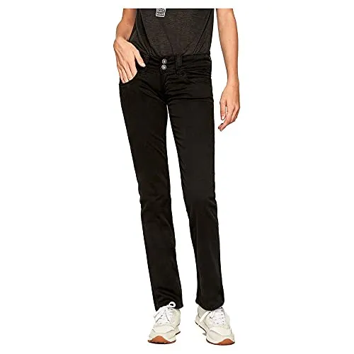 Pepe Jeans Damen Venus Jeans, 999schwarz, 28W / 34L - Stylische Jeans mit niedriger Taille und geradem Bein, perfekte Passform für jeden Anlass.