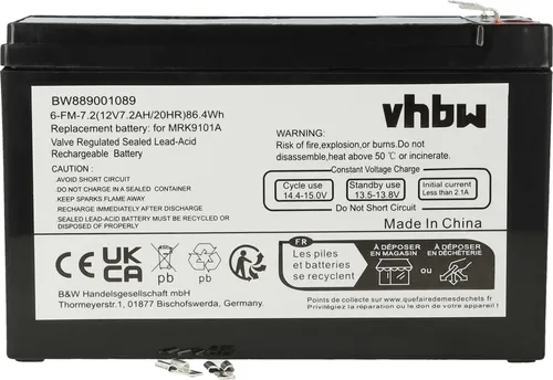 vhbw Akku Ersatz für YUASA NP7-12 für USV (7200 mAh, 12 V, AGM)