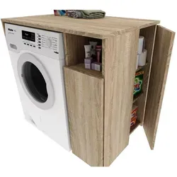 Raumhirsch Furniture Waschmaschinenschrank, Sonoma Eiche, Holzwerkstoff, Holzwerkstoff, 96x88x62 cm, Waschküche, Waschmaschinenschrank