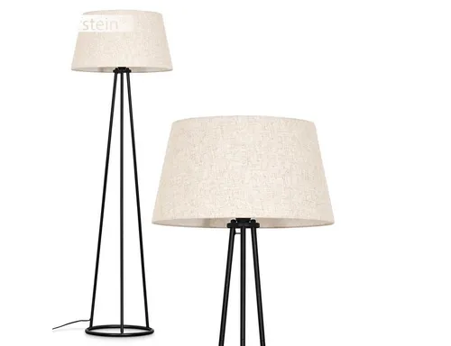 Hofstein Stehlampe Schwarz-Beige mit Fußschalter