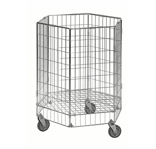 OSWALD Gitterwagen 100 kg - Elektrolytisch verzinkt - Transportwagen für vielseitige Anwendungen, mit wabenförmigem Grundriss und 3 Lenkrollen für einfache Manövrierbarkeit. Tragfähigkeit 100 kg, ideal für Lager und Logistik.