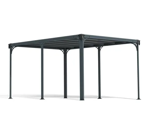 Palram - Canopia Aluminium Pavillon Milano 4300 | Anthrazit - Pavillon aus rostbeständigem Aluminium mit UV-beständigen Doppelstegplatten, ideal für ganzjährige Nutzung im Garten und wartungsfrei.