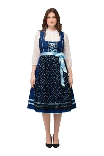 Ulla Popken Damen Plus Size Dirndl mit Herzen und Zierkette in blau von Ulla Popken