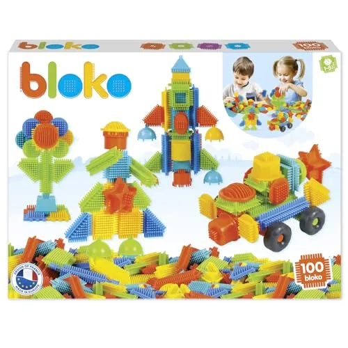 BLOKO 503510 100er-Set, Multicolor - Bauklötze & Bausteine, 100-teiliges Set fördert Kreativität und Geschicklichkeit. Hergestellt in Europa aus widerstandsfähigem Material, ideal für Kinder ab 12 Monaten.