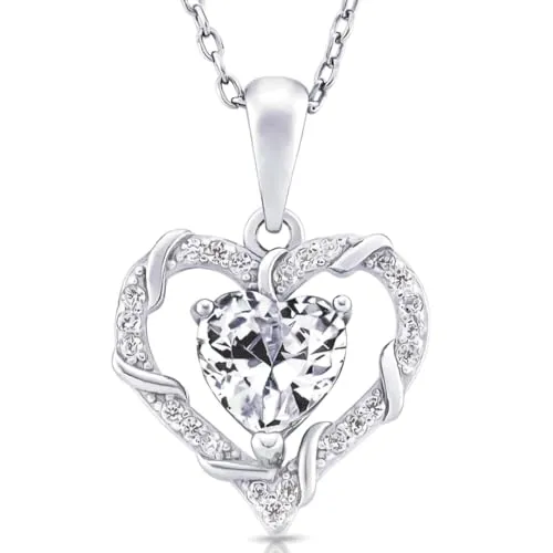 DIAMANTIS Herz Halskette 925 Silber Damen Halskette mit Herz Anhänger Silber Kette für Damen Schmuck Geschenk für Frau Frauen Mutter Freundin an Geburtstags Weihnachten Valentinstag
