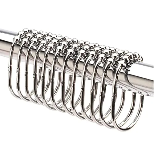 Lb. Depot Duschvorhangringe 12er Set aus rostfreiem Edelstahl - Gardinenstangenhalter, rostfrei und korrosionsbeständig für eine elegante Badezimmergestaltung. Einfache Installation dank breiter Öffnungen, die das Aufhängen erleichtern.