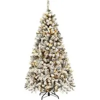 Costway Künstlicher Weihnachtsbaum 180 cm mit LED-Beleuchtung - Beleuchteter Weihnachtsbaum mit 600 Zweigen für ein realistisches Aussehen. Aus langlebigem PVC, leicht aufzubauen und stabil. 250 warmweiße LEDs schaffen eine festliche Atmosphäre.