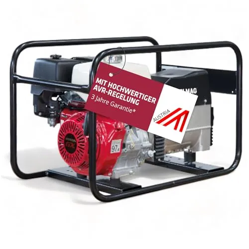 ELMAG SEB 7500WD-AVR Benzin Stromerzeuger - Leistungsstarker Generator mit 8,2 kW 4-Takt-Motor, ideal für Notstromversorgung. Mit 6,1 l Tank und zwei Anschlüssen für vielseitige Anwendungen.