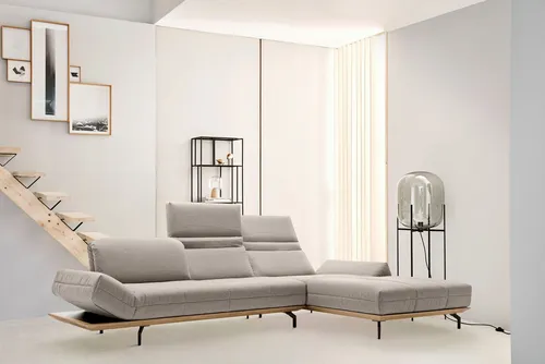 Creation BY ROLF BENZ Ecksofa CR.420, Designecksofa, bequem, verstellbare Rückenlehne, L-Form, in 2 Qualitäten, Holzrahmen in Eiche Natur oder Nußbaum, Breite 313 cm