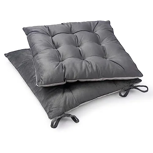 Paco Home Sitzkissen mit Befestigungsbänder 40x40 Stuhl Bürostuhl Kissen Stuhlkissen Innen Indoor versch. Farben 2er Set