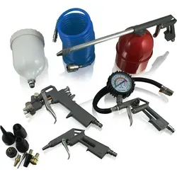 BITUXX Reifendruckmesser Sprühpistole Set 13tlg - Kompressoren Zubehör-Set mit 13 Teilen, ideal zum Ausblasen, Druckprüfen und Lackieren - für vielseitige Anwendungen mit Druckluft-Kompressoren.