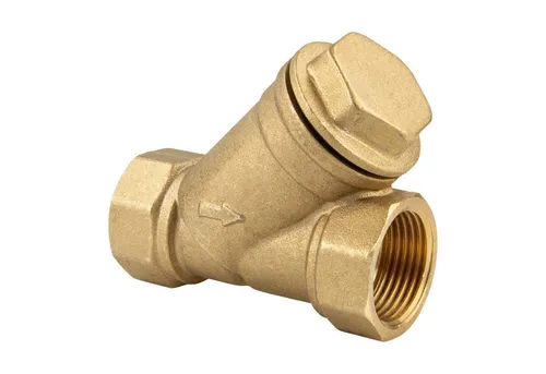 tecuro Absperrventil Schrägsitz-Schmutzfänger mit Innengewinde - Messing blank, Zulassungen: DVGW für Trinkwasser