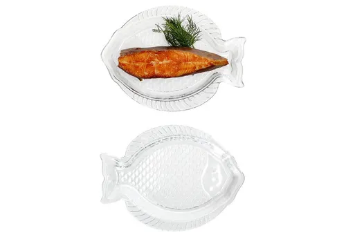 MamboCat Servierplatte 2x Fischplatte OSLO Gr. S 23x17cm Glas Fisch-Relief Servier-Teller, Glas