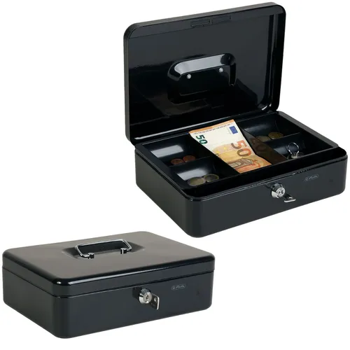 Herlitz Geldkassette abschließbar 2x Schlüssel Hartgeldeinsatz Geldkasse Geldbox