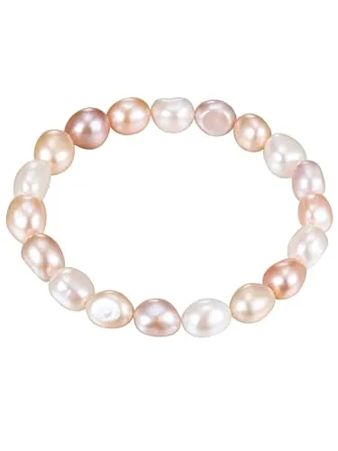 Valero Pearls Damen Perlenarmband - Multicolor Barock Süßwasser-Zuchtperlen - Armbänder für Damen: Flexibles, verschlussloses Design mit großen, bunten Süßwasserzuchtperlen für eleganten Stil und hohen Tragekomfort.