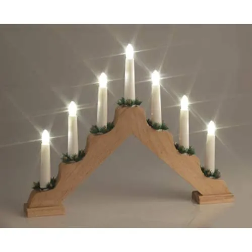 Star-Max LED Weihnachts-Lichterbogen aus Holz, warmweiß, 42x32cm