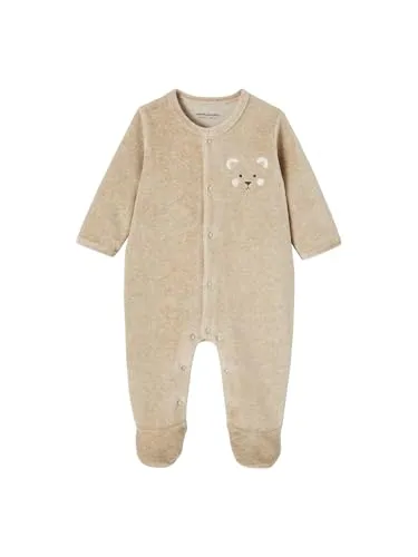 Vertbaudet Baby Samt-Strampler, Koala beige meliert 80