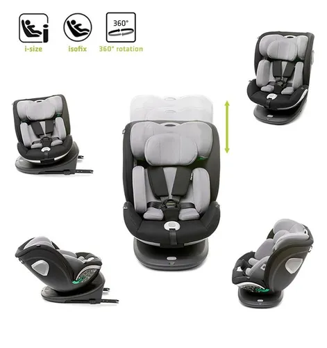 4BABY Kindersitz ISOFIX Vel-Fix 0-36 kg, BSC, 360 drehbar, I-SIZE, Grau
