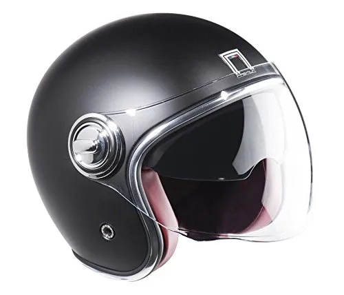 NOX Jethelm Premium Heritage Matt Schwarz L - Motorradhelm mit injizierter Polycarbonatschale und doppelter Sonnencreme für optimalen Schutz und Komfort auf der Straße.