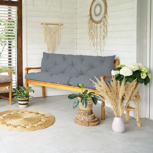 4L Textil Gartenbankauflage UV-beständig Sitzkissen und Rückenkissen Hollywoodschaukel Auflage wetterfest (120x50x50 cm, Dunkelgrau)