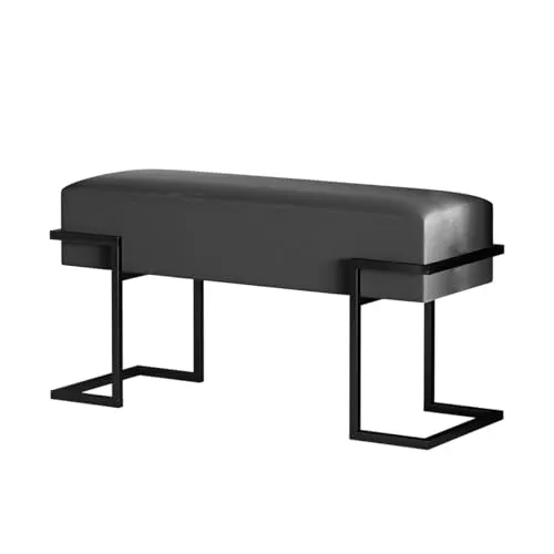 Polsterbank Cely - Grau, 80x42 cm - Gartenmöbel: Stilvolle Polsterbank Cely in Grau mit stabilem Metallgestell und bequemer Polsterung, ideal für gemütliche Stunden im Garten oder auf der Terrasse.