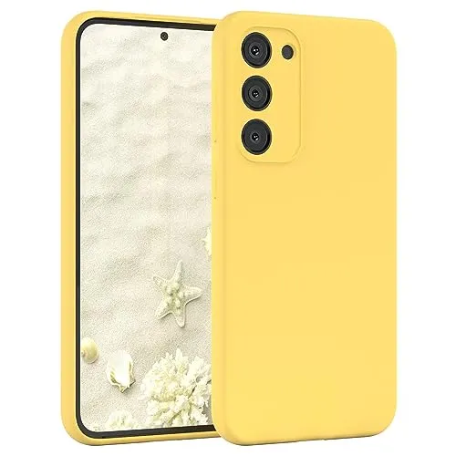 EAZY CASE Premium Silikon Handyhülle kompatibel mit Galaxy S23 Plus Slimcover mit Kameraschutz und Innenfutter, Silikonhülle, Schutzhülle, Bumper, Handy Case, Hülle, Softcase, Gelb