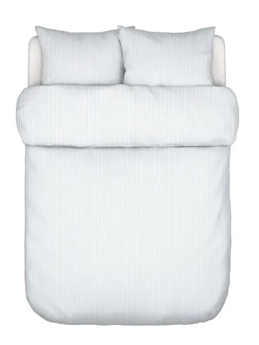 MARC O'POLO Bettwäsche Classic fine Stripe Denim Blue, 240x200 + 2x 80x80 cm - Hochwertige Bettwäsche aus 100% Bio-Baumwolle in Leinenoptik – für ein stilvolles und gemütliches Schlafzimmer. Pflegeleicht und modern, ideal für einen urbanen Lifestyle.