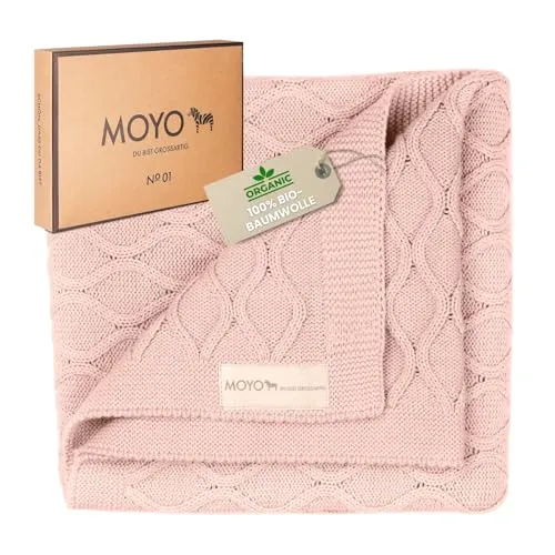 MOYO Babydecke Sanftes Rosenholz 75x100cm - Vielseitige Kuscheldecke aus 100% GOTS-zertifizierter Bio-Baumwolle, ideal für Kinderwagen, Wiege oder Babyschale. Hochwertig, atmungsaktiv und maschinenwaschbar für langanhaltende Freude.