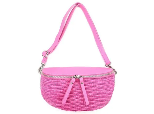 ITALYSHOP24 Bauchtasche Damen Basttasche Schultertasche CrossBody CrossOver Umhängetasche, als Bodybag Brusttasche Hüfttasche Gürteltasche Sommer Tasche