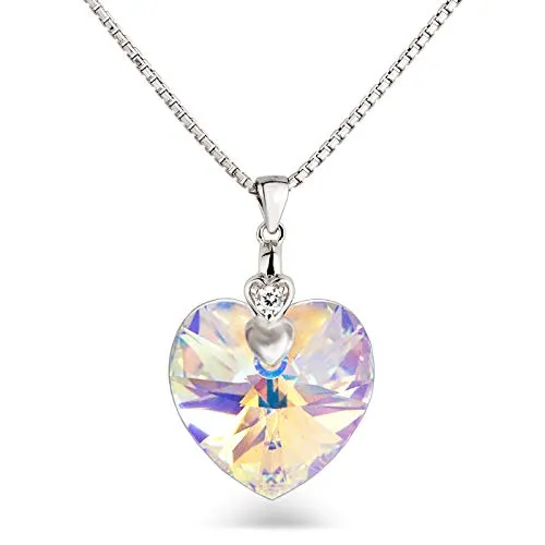 Schöner-SD Damen Kette Herz 925 Silber mit Kristall Anhänger - Elegante Damen Kette aus 925 Silber mit funkelndem Herzanhänger in Crystal AB. Hypoallergen und anlaufgeschützt, ideal für strahlende Akzente im Alltag.