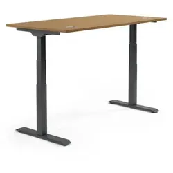 Schreibtisch 2000x605-1255x800mm Platte Nuss Gestell sw