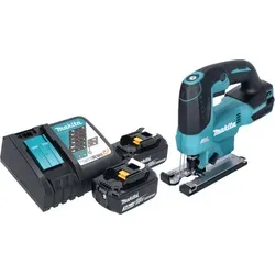 Makita DJV 184 RF Pendelhub Stichsäge 18 V mit 2x Akku - Sägen, leistungsstarke 18 V Akku-Stichsäge mit bürstenlosem Motor und zwei 3,0 Ah Lithium-Ionen Akkus für kabellose Freiheit und präzises Arbeiten.